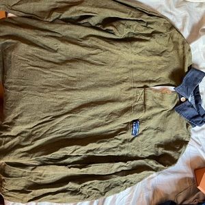 LL bean rugby shirt - Two tone forest green and navy blue shirt